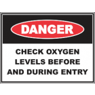Confined Space Check Oxygen Levels Before And During Entry Sign