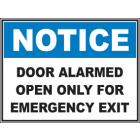 Door Alarmed Open Only For Emergency Exit Sign