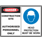 Construction Site Authorised Personnel Only Head Protection Must Be Worn Sign