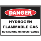 Hydrogen Flammable Gas No Smoking Or Open Flames Sign