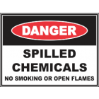 Spilled Chemicals No Smoking Or Open Flames Sign