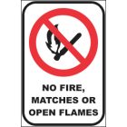 No Fire, Matches Or Open Flames Sign