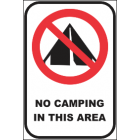No Camping In This Area Sign