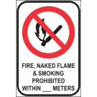 Fire,Naked Flame & Smoking Prohibited Within__Meters Sign
