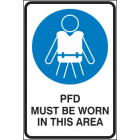 PFD Must be Worn in This Area Sign