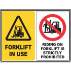 Forklift In Use-Riding On Forklift Is Strictly Prohibited Sign