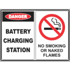 Battery Charging Station-No Smoking or Naked Flames Sign