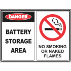 Battery Storage Area-No Smoking or Naked Flames Sign