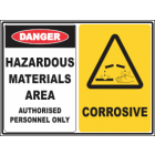 Hazardous Materials Area-Corrosive Sign