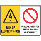Risk of Electric Shock-Use Lockout Device Before Working on Equipment Sign