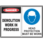 Demolition Work In Progress-Head Protection Must be Worn Sign