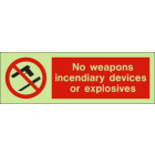 No Weapons Incendiary Devices Or Explosives IMO Sign