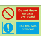 Do Not Throw Garbage Overboard IMO Sign