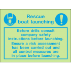 Rescue boat launching sign