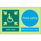 safe area, keep clear, think safety sign