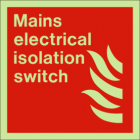 Mains electrical isolation switch sign