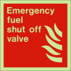 Emergency fuel shut off valve sign