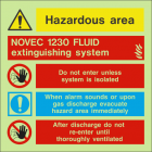 Hazardous area NOVEC 1230 Fluid extinguishing system Sign