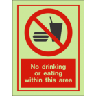 No Drinking Or Eating Within This Area IMO Sign