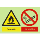Flammable no smoking sign
