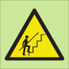 Warning steep steps sign