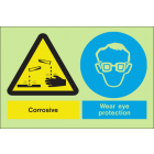 Corrosive wear eye protection sign