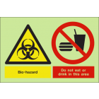 Bio-hazard do not eat or drink in this area sign