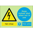 High voltage keep locked shut when not in use sign