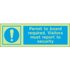Permit To Board Required. Visitors Must Report To Security IMO Sign