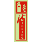Missing fire extinguisher sign