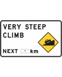 Very Steep Climb Next ...km Sign 