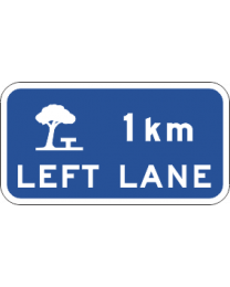 Rest Area ...km Left Lane Sign 