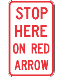 Stop Here On Red Arrow Sign 