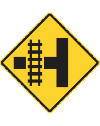 Train Crossing At T-intersection Sign 