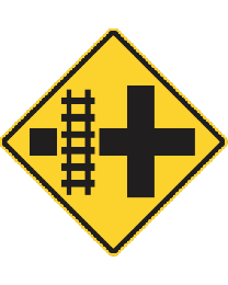 Train Crossing At Intersection..Sign 