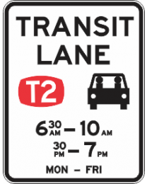 Transit Lane T2 (Split Times)Sign