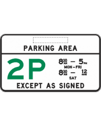 Parking Area (Major road) Sign