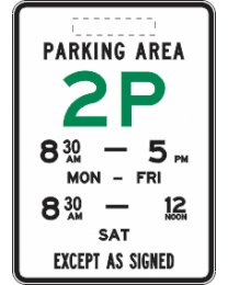 Parking Area (Minor road) Sign 