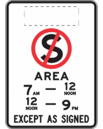 No Stopping Area (Minor Entry) Sign