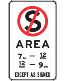 No Stopping Area (Internal) Sign