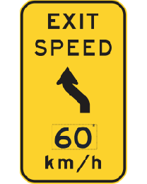 Exit Speed...Km/h With Reverse Curve Symbol Sign