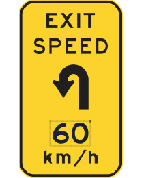 Exit Speed...Km/h With Hairpin Bend Symbol Sign