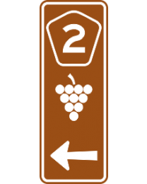 Tourist Drive Advance Sign - Numeral Symbol and Arrow 