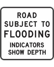 Road Subject To Flooding Indicators Show Depth Sign