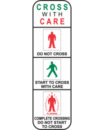 Pedestrians Cross With Care Sign