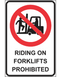 Riding On Forklifts Prohibited Sign