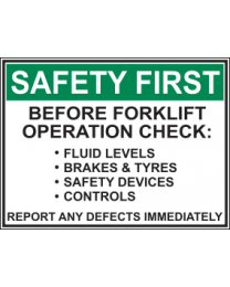 Before Forklift Operation Check Sign