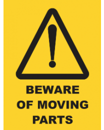 Beware of Moving Parts Sign