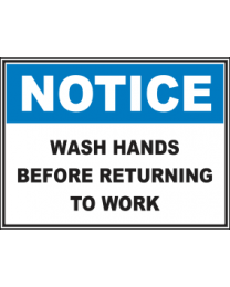 Wash Hands Before Returning To work Sign