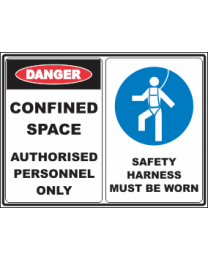 Confined Space Authorised Personnel Only Safety Harness Must Be Worn Sign